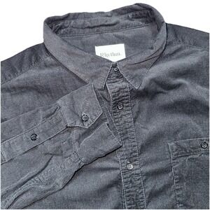 Rhythm Corduroy Shirt Men Large Black Long Sleeve Button Up Huckberry